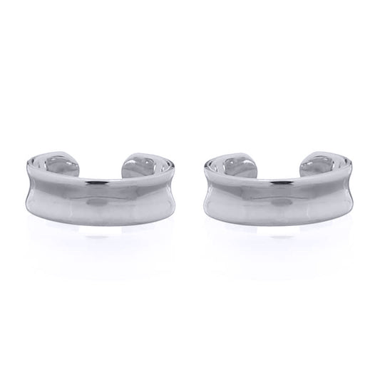 Silver  Concaved Band Clip-on Helix Cuff Earrings - AEC011