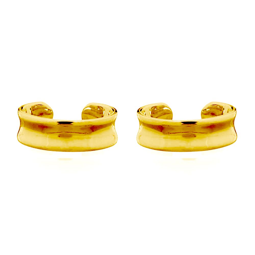 14k Gold-plated Silver  Concaved Band Slip-on Helix Cuff Earrings - AEC011A