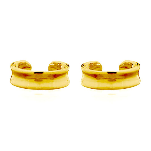 14k Gold-plated Silver  Concaved Band Slip-on Helix Cuff Earrings - AEC011A