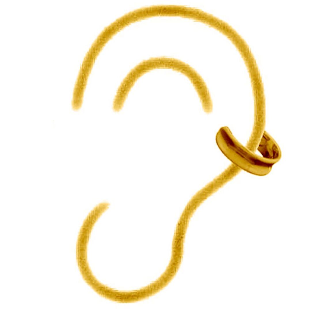 14k Gold-plated Silver  Concaved Band Slip-on Helix Cuff Earrings - AEC011A