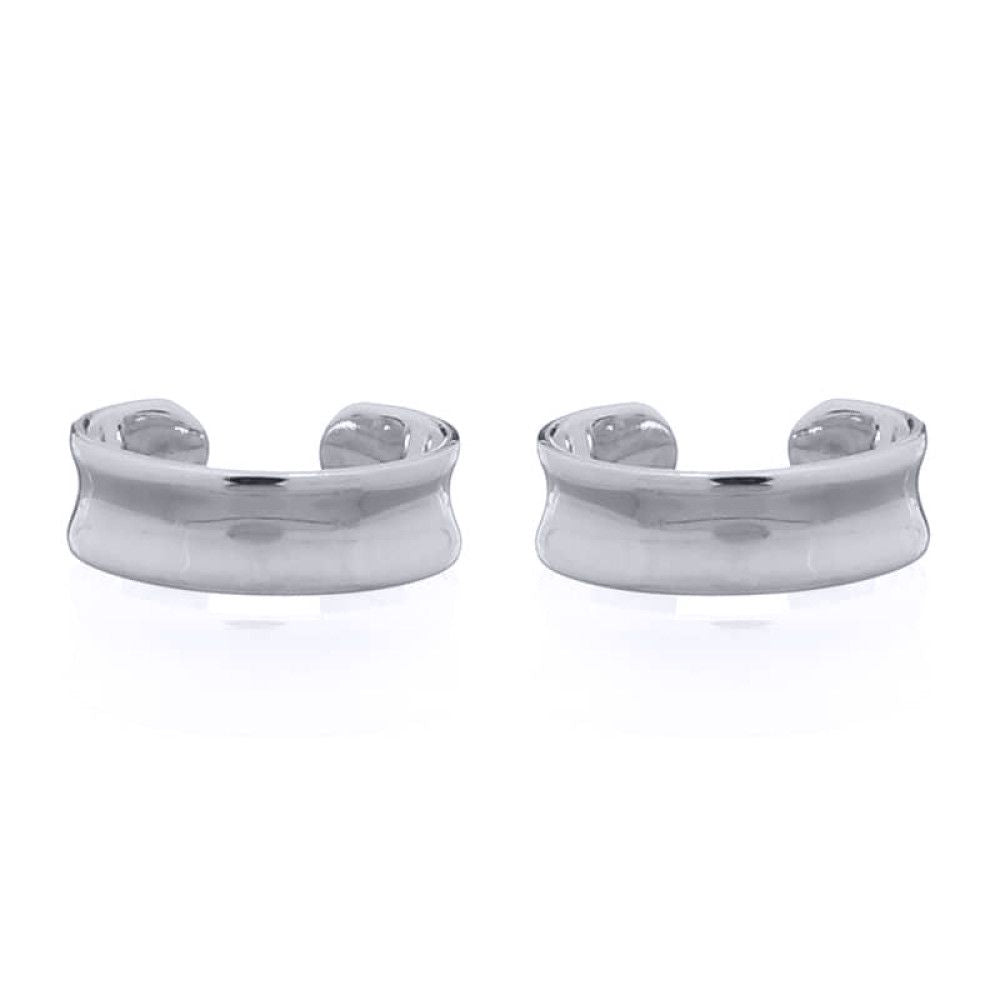 Silver  Concaved Band Slip-on Helix Cuff Earrings - AEC011