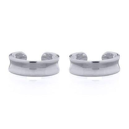 Silver  Concaved Band Slip-on Helix Cuff Earrings - AEC011