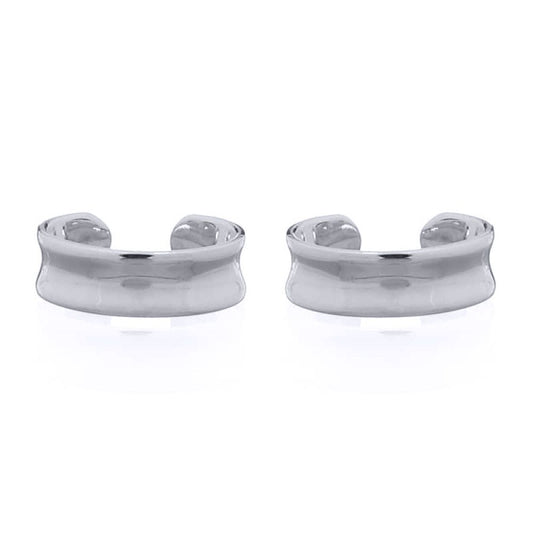 Silver  Concaved Band Slip-on Helix Cuff Earrings - AEC011