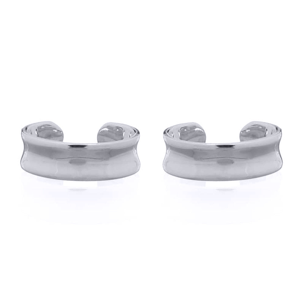 Silver  Concaved Band Clip-on Helix Cuff Earrings - AEC011