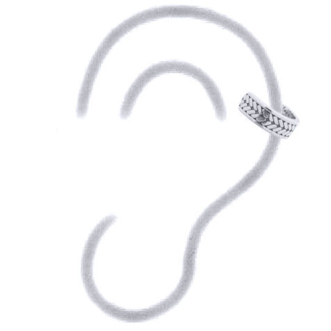 Silver  Wheat Sheaf Olive Brand Slip-on Helix Cuff Earrings - AEC012