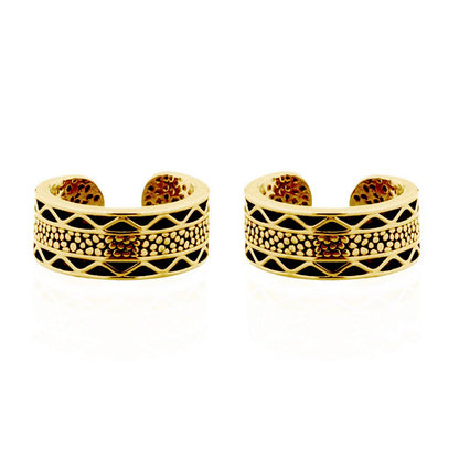 Gold-plated Silver  Reptile Pattern Slip-on Helix Cuff Earrings - AEC013A
