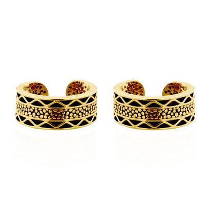 Gold-plated Silver  Reptile Pattern Slip-on Helix Cuff Earrings - AEC013A