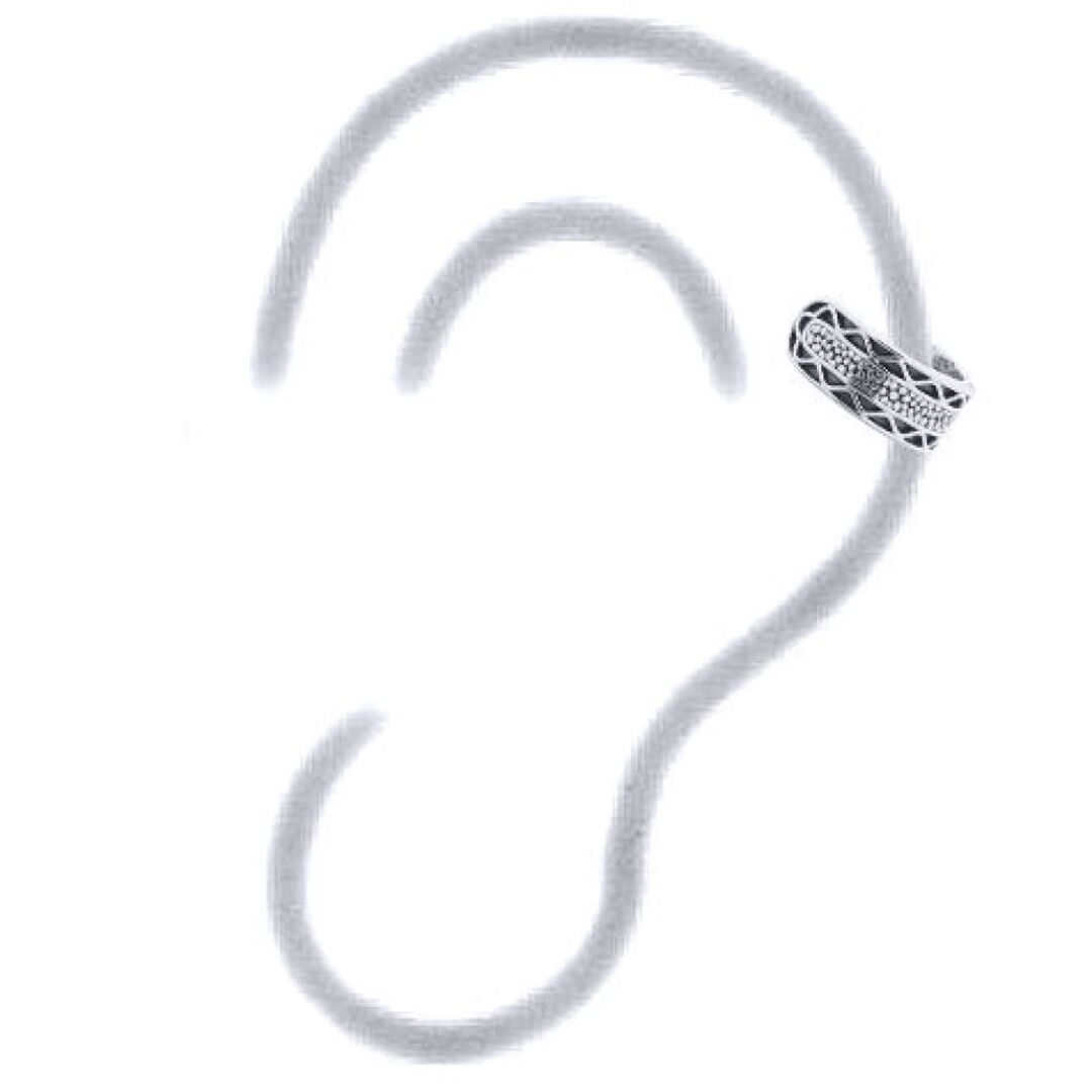 Silver  Cobbled Reptile Pattern Slip-on Helix Cuff Earrings - AEC013
