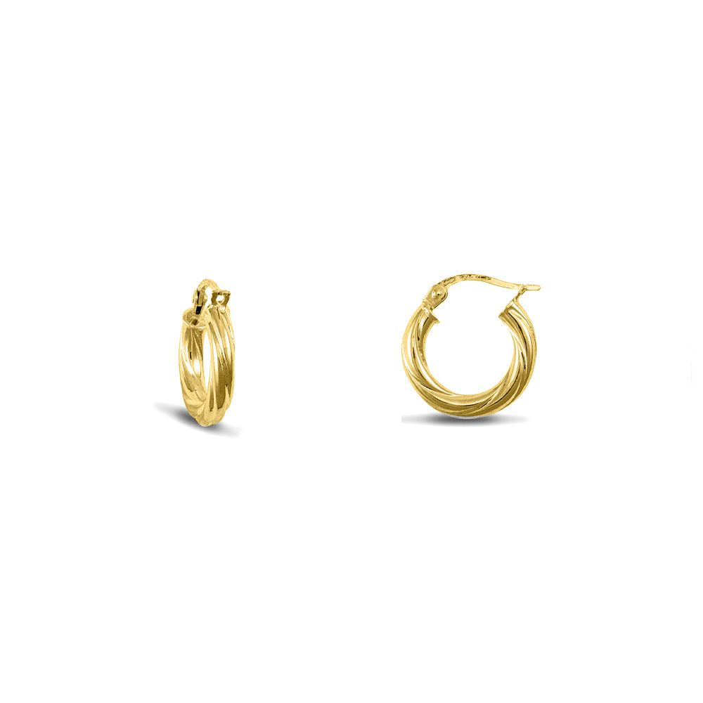 Gold-plated Sterling Silver  Twist Hoop Earrings 3mm 15mm - AER001A-GP