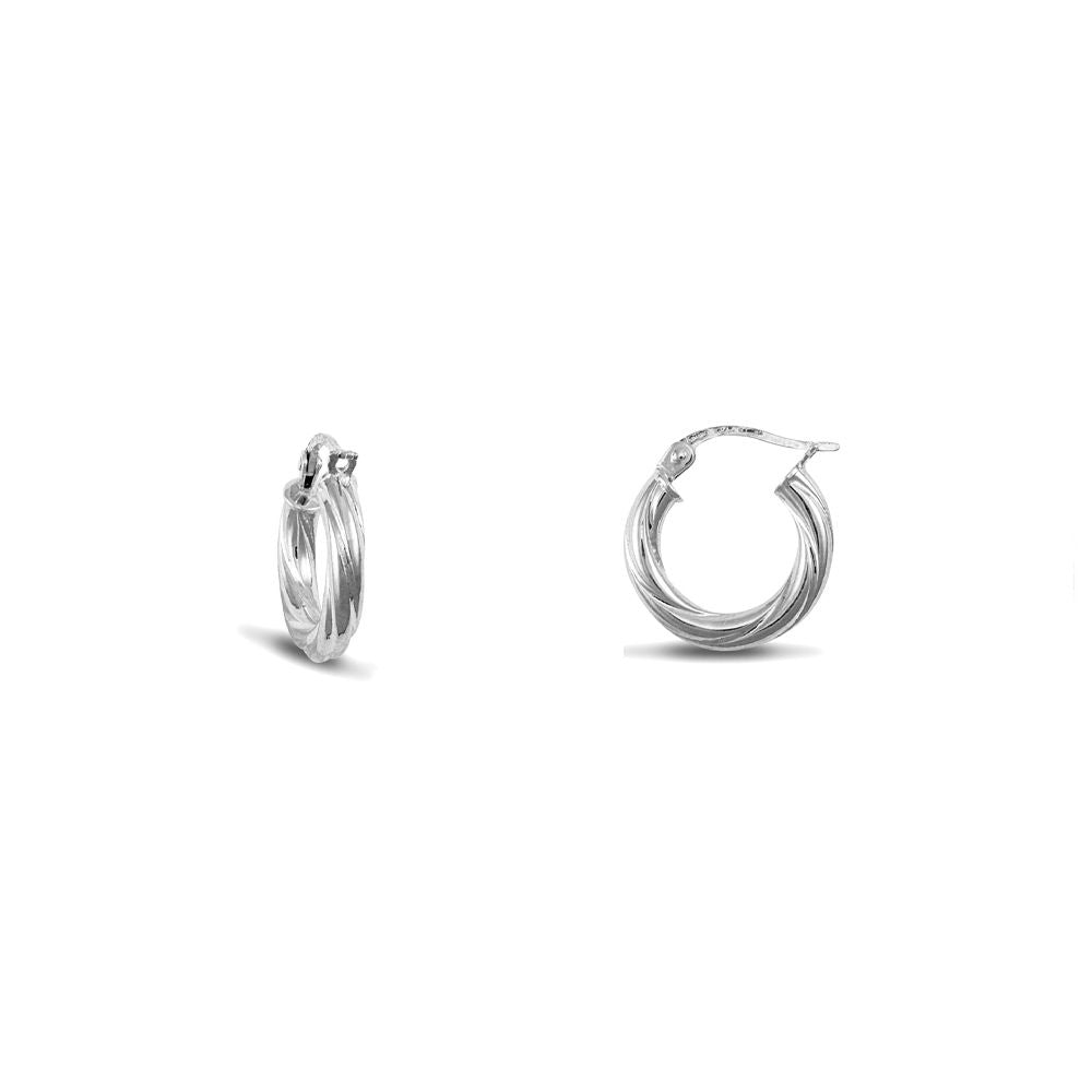 Sterling Silver  Twist Hoop Earrings 3mm 15mm - AER001A
