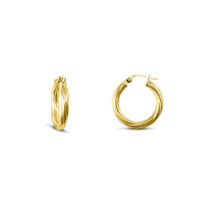 Gold-plated Sterling Silver  Twist Hoop Earrings 3mm 20mm - AER001B-GP