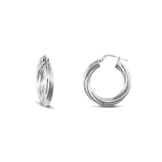 Sterling Silver  Twist Hoop Earrings - 4mm - 2.3cm - AER002A