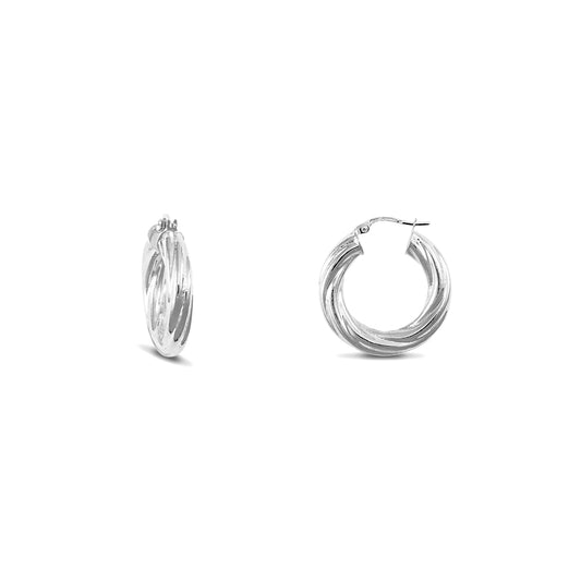 Sterling Silver  Twist Hoop Earrings - 5mm - 2.4cm - AER003A