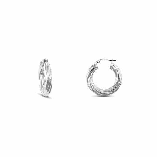 Sterling Silver  Twist Hoop Earrings - 5mm - 2.4cm - AER003A