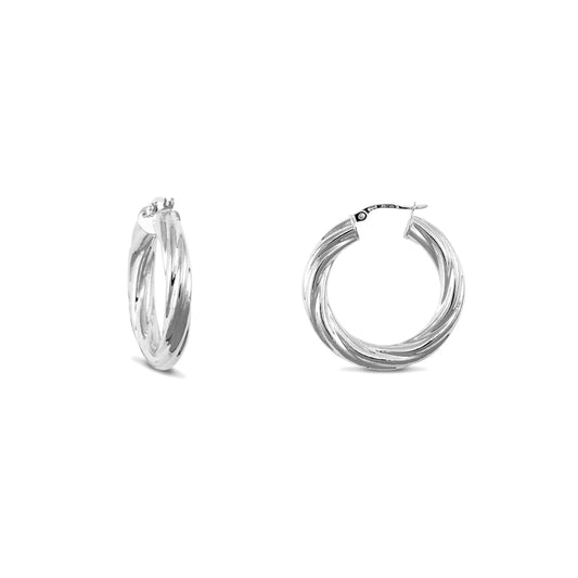 Sterling Silver  Twist Hoop Earrings - 5mm - 3cm - AER003B