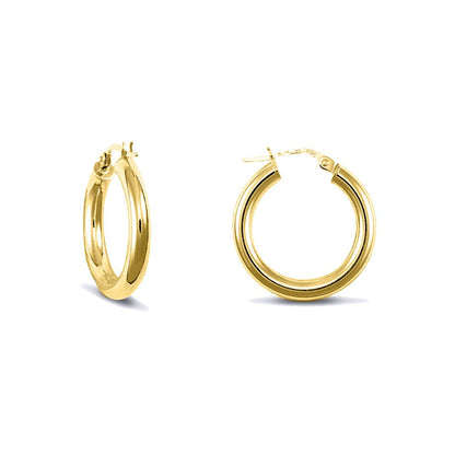 Gold-plated Sterling Silver  Polished Hoop Earrings 3mm 20mm - AER006A-GP