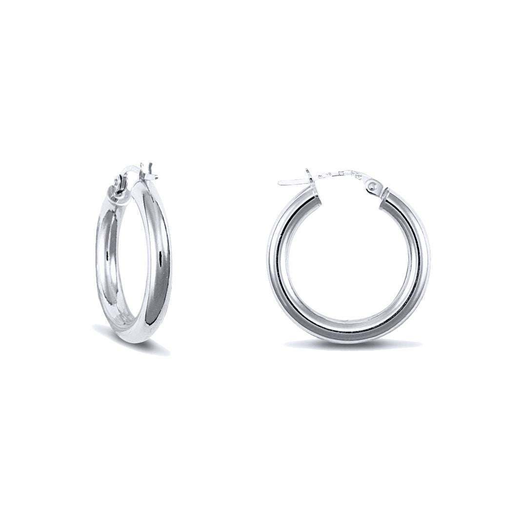 Sterling Silver  Polished Hoop Earrings 3mm 20mm - AER006A
