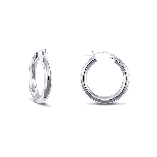 Sterling Silver  Polished Hoop Earrings 3mm 20mm - AER006A