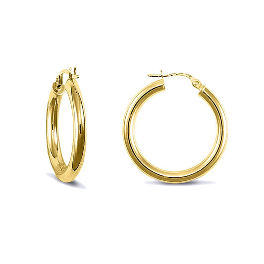 Gold-plated Sterling Silver  Polished Hoop Earrings 3mm 25mm - AER006B-GP