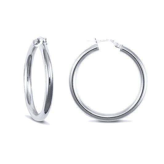 Sterling Silver  Polished Hoop Earrings - 3mm - 3cm - AER006C