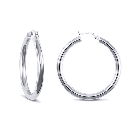 Sterling Silver  Polished Hoop Earrings 3mm 30mm - AER006C