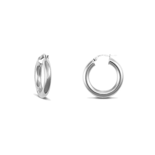 Sterling Silver  Polished Hoop Earrings - 4mm - 2.2cm - AER007A