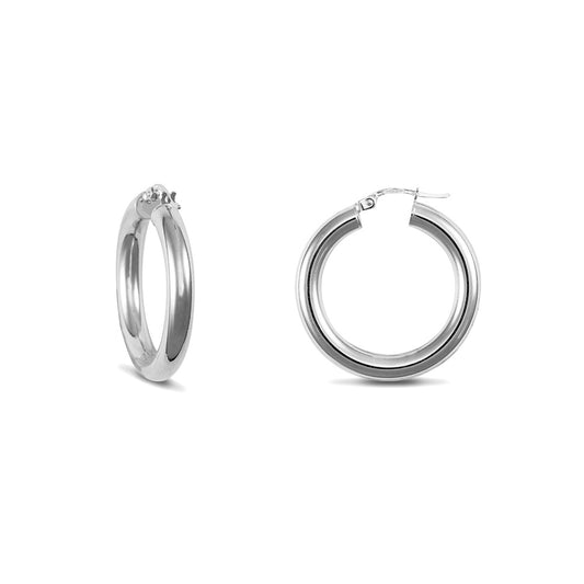 Sterling Silver  Polished Hoop Earrings - 4mm - 2.7cm - AER007B