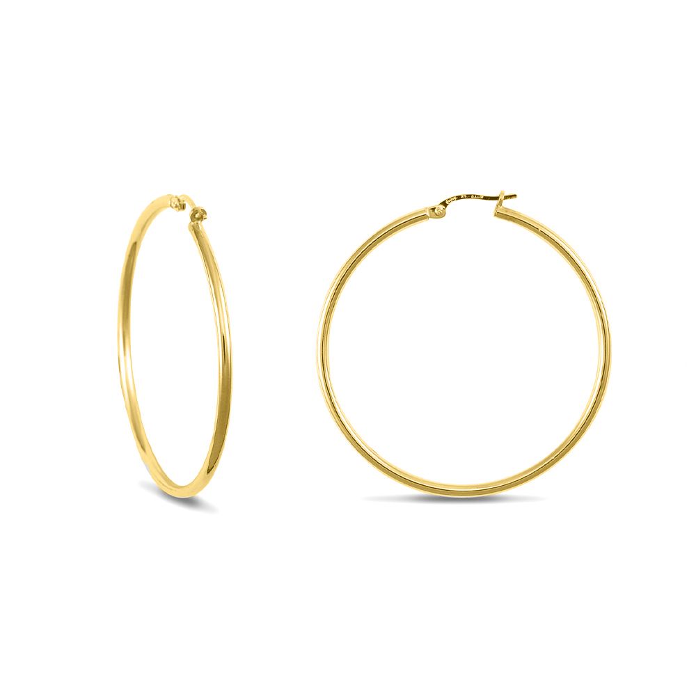 Gold-plated Sterling Silver  Polished Hoop Earrings 2mm 43mm - AER008A-GP