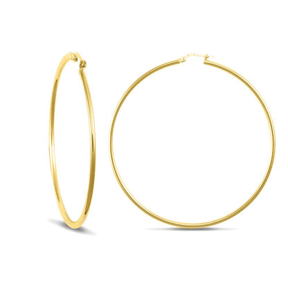 Gold-plated Sterling Silver  Polished Hoop Earrings 2mm 63mm - AER008B-GP