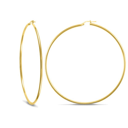 Gold-plated Sterling Silver  Polished Hoop Earrings 2mm 72mm - AER008C-GP