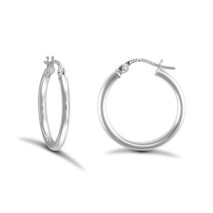 Sterling Silver  Polished Hoop Earrings 2mm 19mm - AER009B