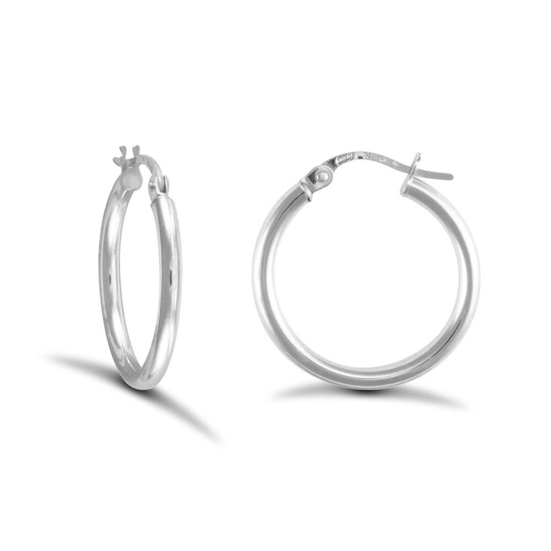 Sterling Silver  Polished Hoop Earrings 2mm 19mm - AER009B