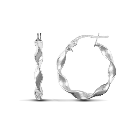 Sterling Silver  Loose Twist Hoop Earrings - 3mm - 2cm - AER011B
