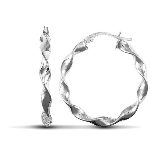 Sterling Silver  Loose Twist Hoop Earrings - 3mm - 2.5cm - AER011C