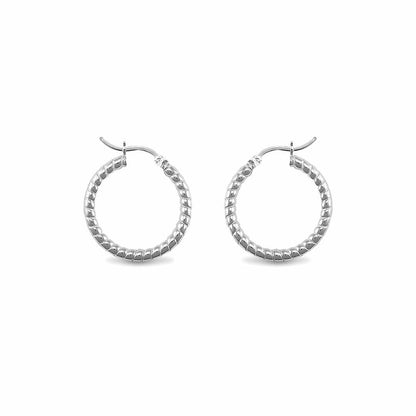 Sterling Silver  Ribbed Hoop Earrings - 3mm - 2.4cm - AER012A