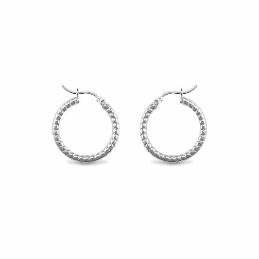 Sterling Silver  Ribbed Hoop Earrings - 3mm - 2.4cm - AER012A