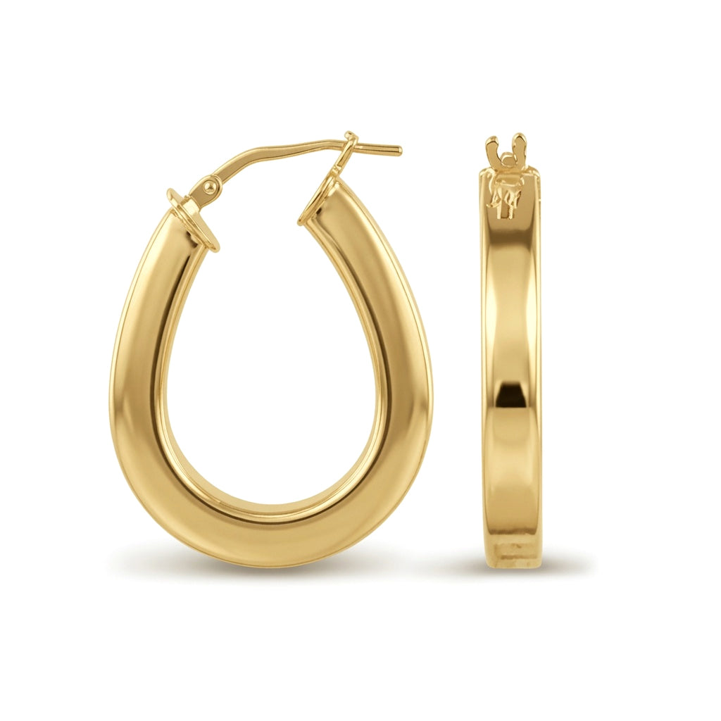 14k Gold-plated Sterling Silver  formed Pear Hoop Earrings - AER017-GP