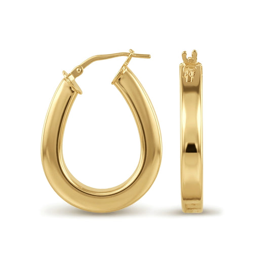 14k Gold-plated Sterling Silver  formed Pear Hoop Earrings - AER017-GP