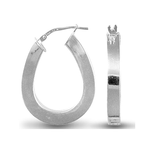 Sterling Silver  formed Pear Hoop Earrings - AER017