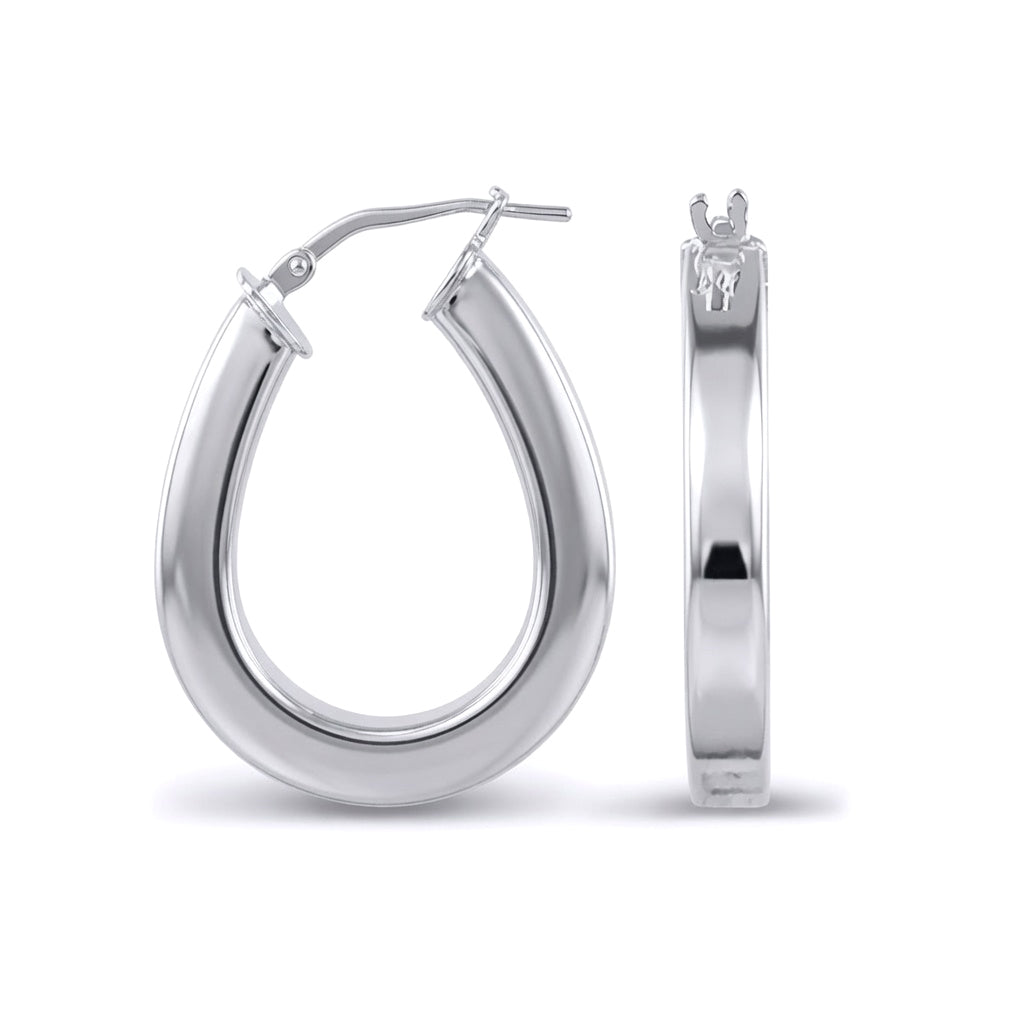 Sterling Silver  formed Pear Hoop Earrings - AER017