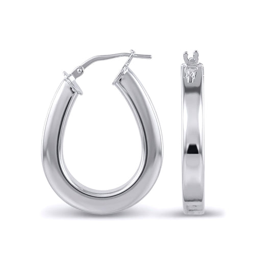 Sterling Silver  formed Pear Hoop Earrings - AER017