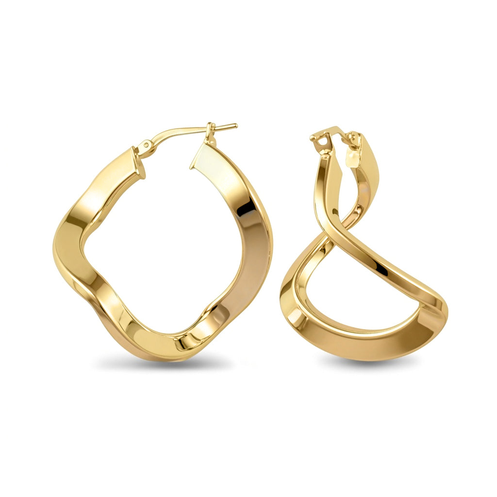 14k Gold-plated Sterling Silver  formed Hoop Earrings - AER019-GP