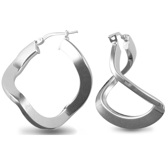 Sterling Silver  formed  Hoop Earrings - AER019