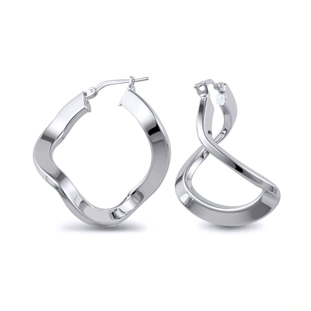Sterling Silver  formed Hoop Earrings - AER019