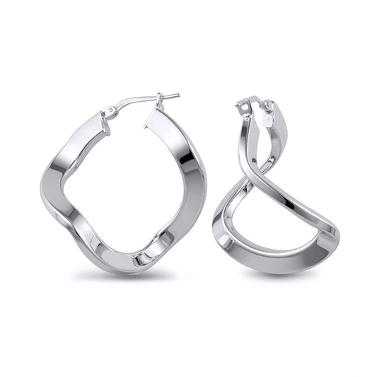 Sterling Silver  formed Hoop Earrings - AER019