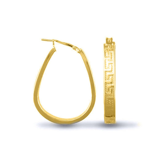 14k Gold-plated Sterling Silver  Greek Key formed Hoop Earrings - AER020-GP