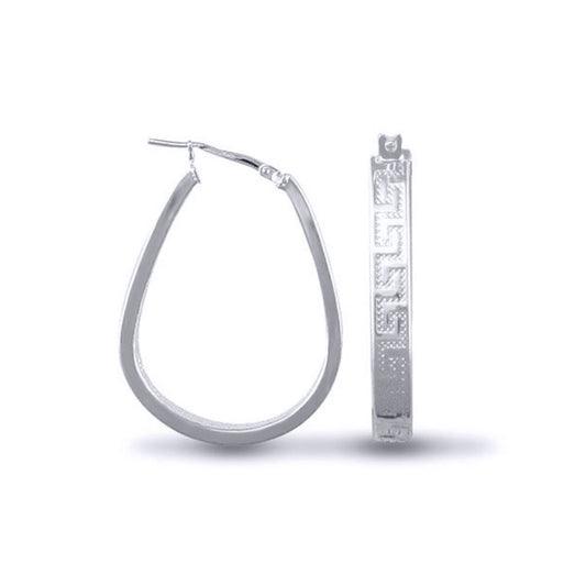 Sterling Silver  Greek Key formed Hoop Earrings - AER020