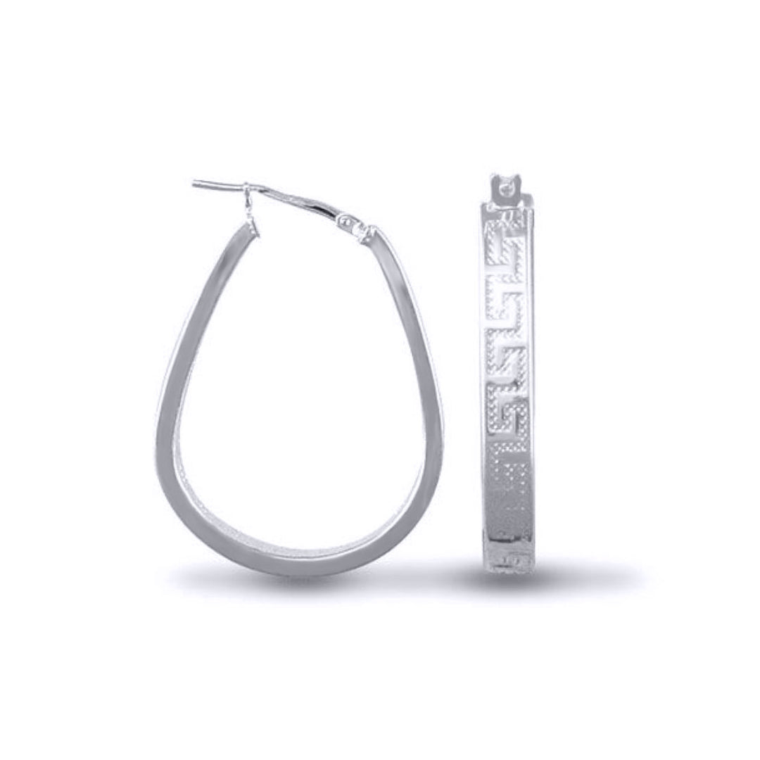 Sterling Silver  Greek Key formed Hoop Earrings - AER020