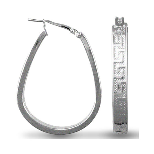 Sterling Silver  Greek Key formed  Hoop Earrings - AER020