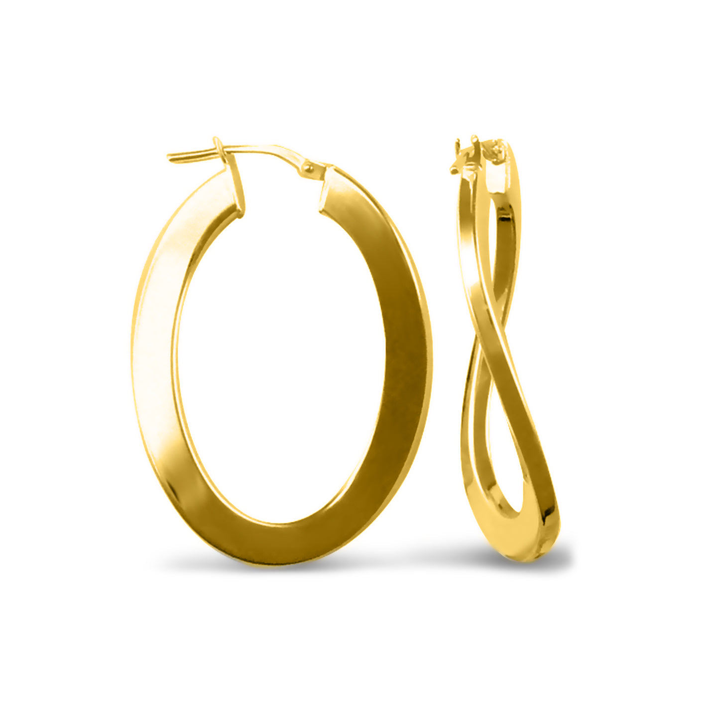 14k Gold-plated Sterling Silver  formed  Hoop Earrings - AER023-GP